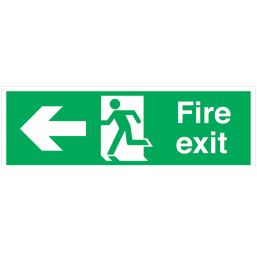 Essentials  Non Photoluminescent "Fire Exit" Left Arrow Signs 150mm x 450mm 50 Pack