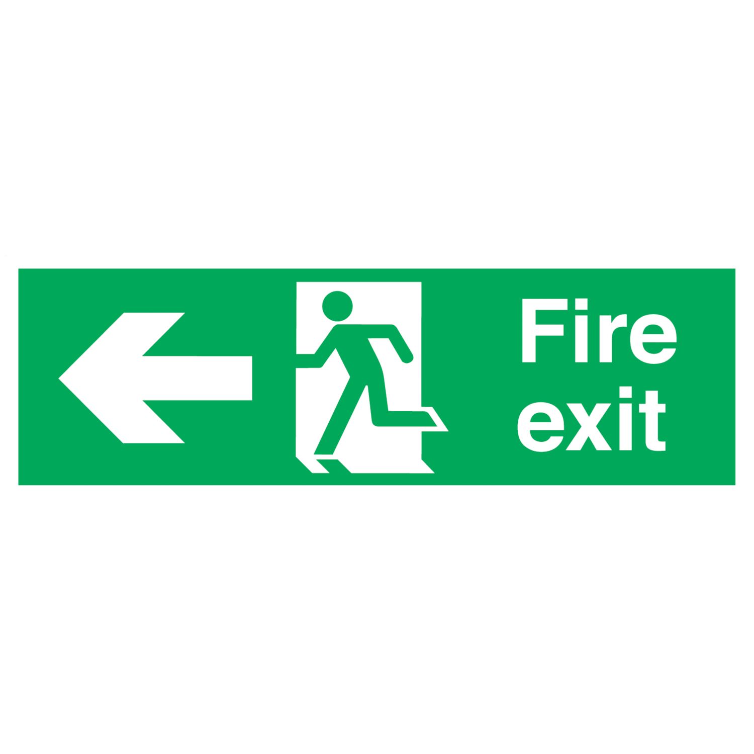 Essentials Non Photoluminescent "Fire Exit" Left Arrow Signs 150mm x 450mm 50 Pack (89997)