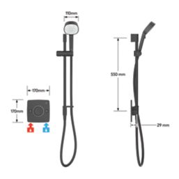 Mira Evoco Rear-Fed Concealed Matt Black Thermostatic Built-In Mixer Shower & Bath Fill