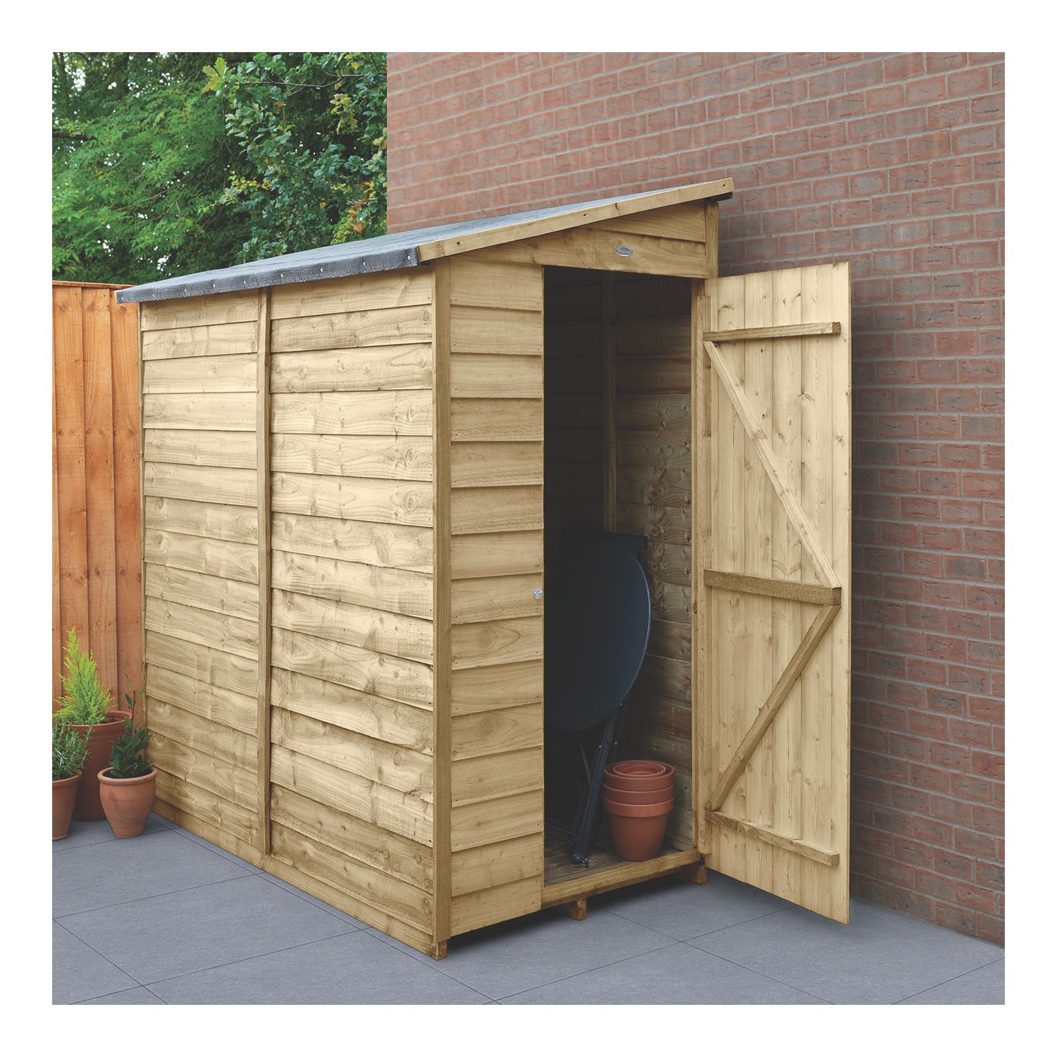 Forest 3' 6" x 6' (Nominal) Pent Overlap Timber Shed with Assembly (899JR)