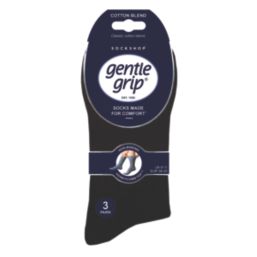 SockShop  Gentle Grip Plain Socks Black 6-11 3 Pairs