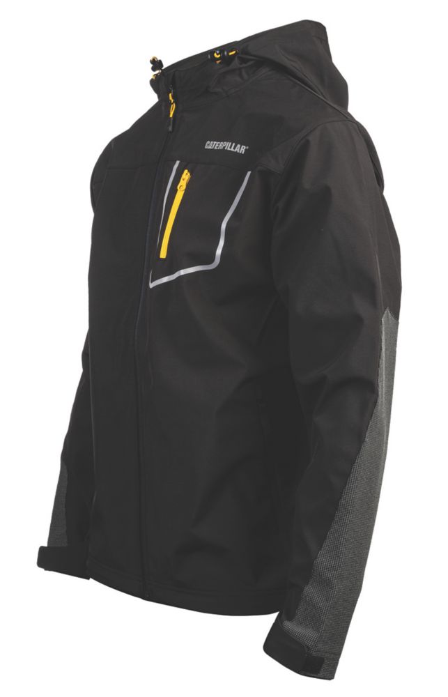 CAT Capstone Hooded Soft Shell Jacket Black X Large 4648" Chest Screwfix