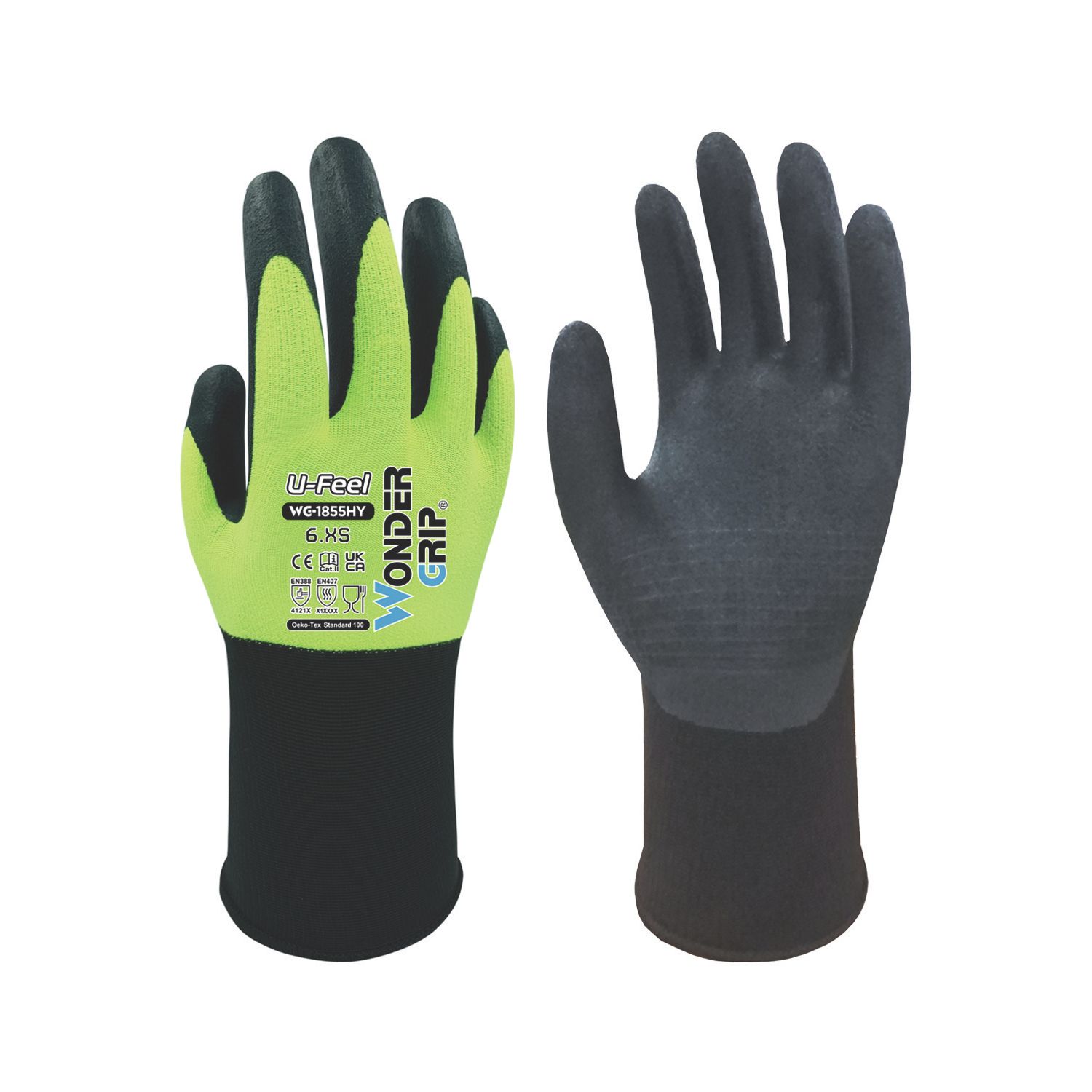 Wonder Grip WG-1855HY U-Feel General Handling Gloves Yellow X Small (899VJ)