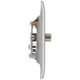 British General Nexus Metal 1-Gang Single Satellite Socket Brushed Steel