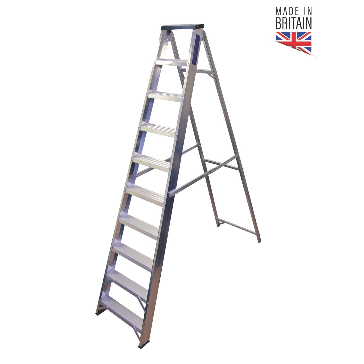 Lyte Aluminium 2.13m 10 Step Swingback A Frame Step Ladder (900FH)