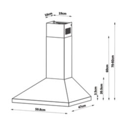 Cooke & Lewis  Chimney Hood Silver 598mm