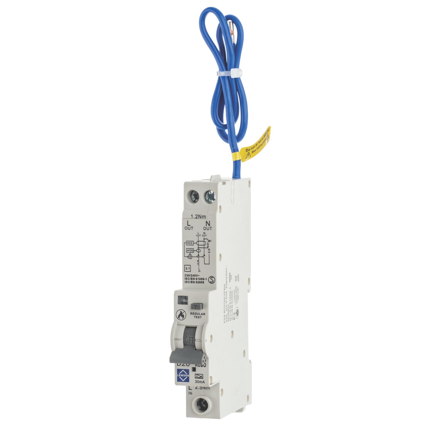 Lewden P04-B20/30/1PNA 20A 30mA Type A 1+N B Curve AFDD & RCBO (900HM)