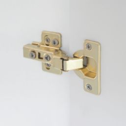 Eclipse 3D Adjustable Soft-Close Steel 105° Half Overlay Brushed Brass Cabinet Hinges 62mm 2 Pack