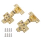 Eclipse 3D Adjustable Soft-Close Steel 105° Half Overlay Brushed Brass Cabinet Hinges 62mm 2 Pack