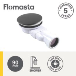 Flomasta  Shower Trap Matt Black 90mm