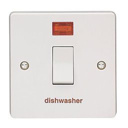 Crabtree Capital 20A 1-Gang DP Dishwasher Switch White with Neon
