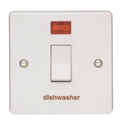 Crabtree Capital 20A 1-Gang DP Dishwasher Switch White with Neon