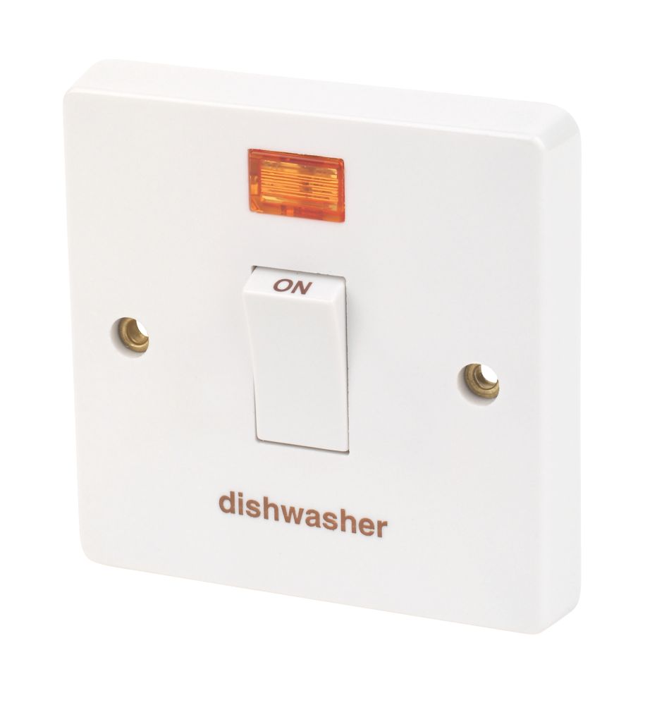 Crabtree Capital 20A 1-Gang DP Dishwasher Switch White with Neon
