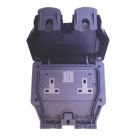 LAP  IP66 13A 2-Gang 2P+E Weatherproof Outdoor Switched Socket