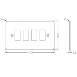 Knightsbridge  4-Module Grid Faceplate Brushed Brass