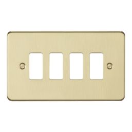 Knightsbridge  4-Module Grid Faceplate Brushed Brass