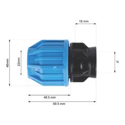 Flomasta  MDPE Female Adaptor 20mm x 3/4"