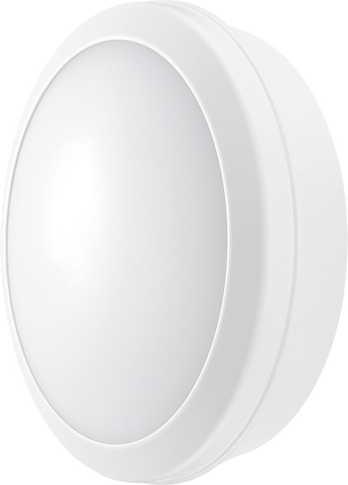 Luceco Atlas Indoor & Outdoor Maintained Emergency Round LED Decorative Bulkhead With Microwave Sensor White 21W 2100lm