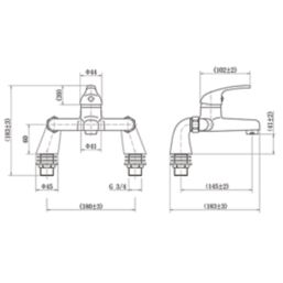 ETAL Loop Polished Chrome 133mm Deck Mounted Lever 2 Tap Holes Bath Mixer Tap