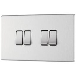 LAP  20A 16AX 4-Gang 2-Way Light Switch  Brushed Stainless Steel