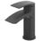 Refurb Swirl Wye Matt Black 150mm Cloakroom Lever Mono Basin Mixer Tap  With Clicker Waste