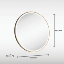 Sensio Frontier Round Illuminated Bathroom Mirror Brass With 1615lm LED Light 600mm x 600mm