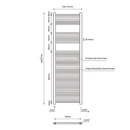 Flomasta 1600mm x 500mm 2409BTU White Flat  Towel Radiator