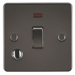 Knightsbridge  20A 1-Gang DP Control Switch & Flex Outlet Gunmetal with LED