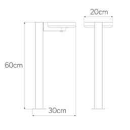 4lite Arundel 605mm Outdoor LED Solar Bollard Black 400lm