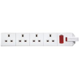Masterplug 13A 4-Gang Fused Rewireable Socket with Neon White