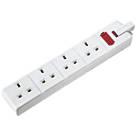 Masterplug 13A 4-Gang Fused Rewireable Socket with Neon White