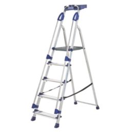 Werner Aluminium 1.68m 5 Step Platform Step Ladder With Handrail