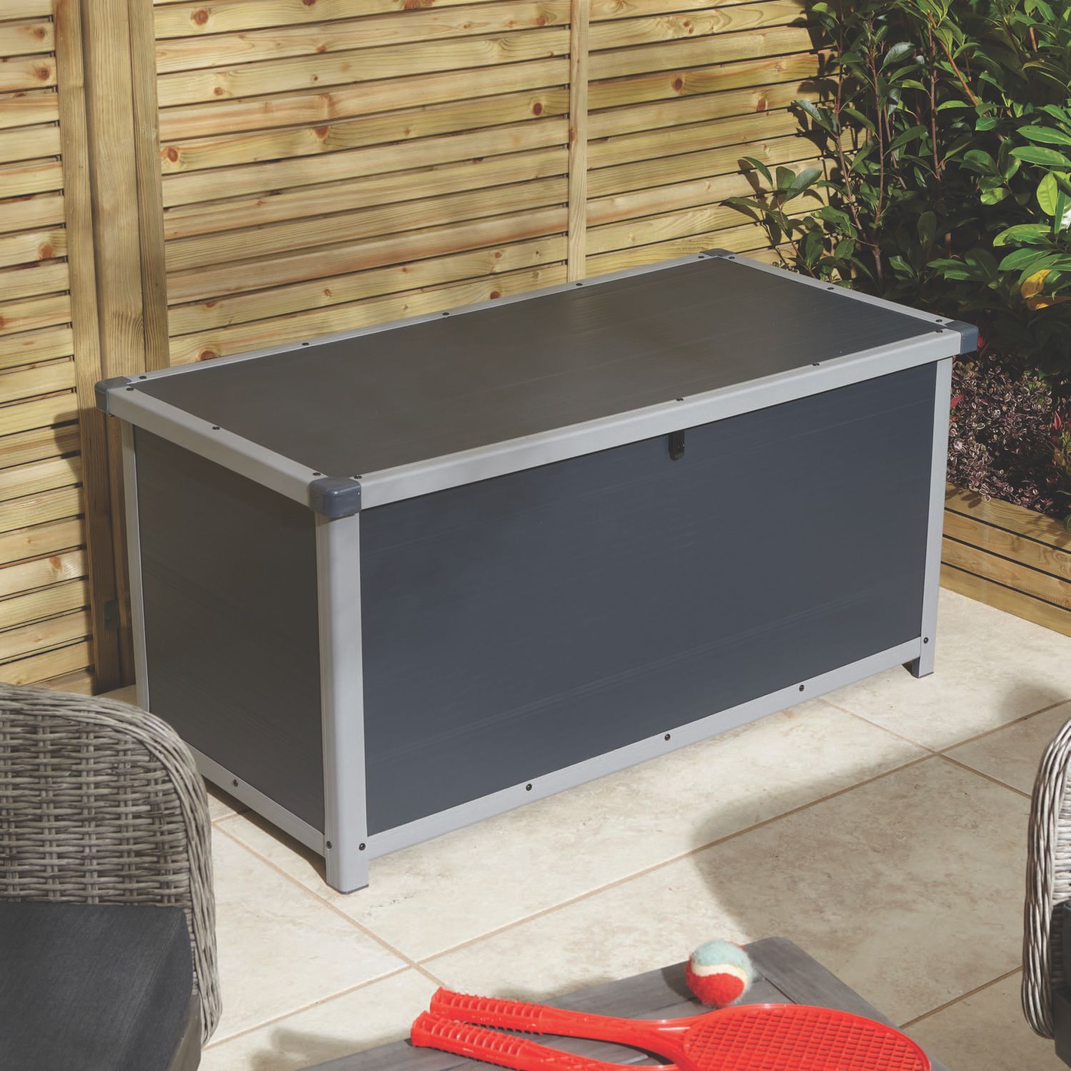 Rowlinson Airevale 342Ltr 4' x 2' (Nominal) Plastic Garden Storage Box Dark Grey (902CL)
