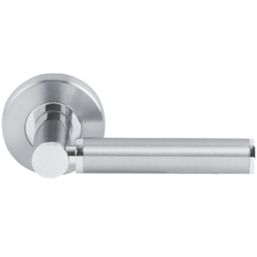 Smith & Locke Lyme Fire Rated Lever on Rose Door Handles Pair Polished / Satin Nickel