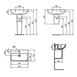 Ideal Standard i.life S Washbasin & Pedestal 1 Tap Hole 600mm