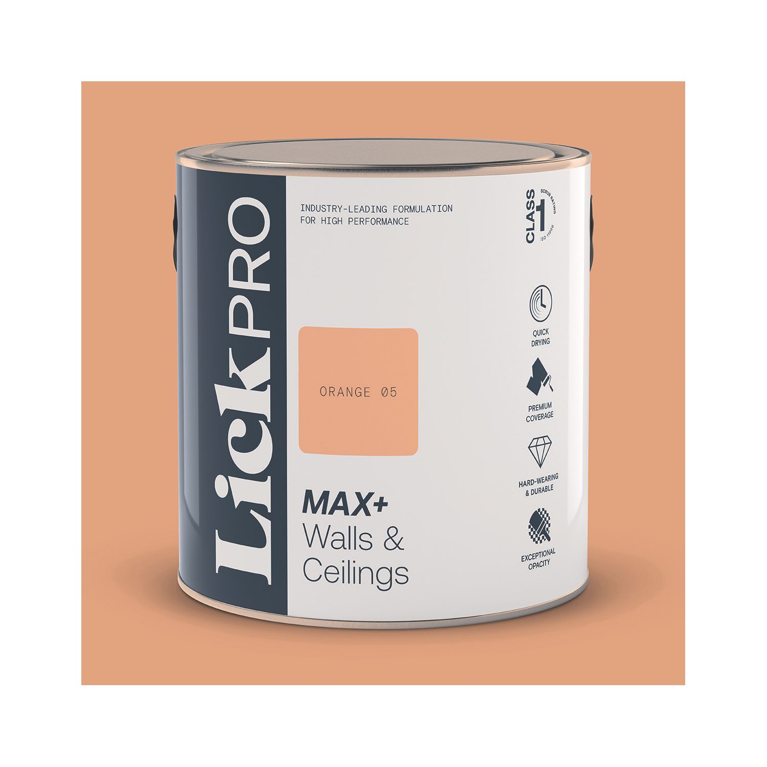LickPro Max+ 2.5Ltr Orange 05 Matt Emulsion Paint (902JX)