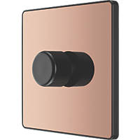 British General Evolve 1-Gang 2-Way LED Trailing Edge Single Push Dimmer Switch with Rotary Control  Copper with Black Inserts