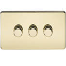 Knightsbridge SF2183PB 3-Gang 2-Way LED Dimmer Switch  Polished Brass