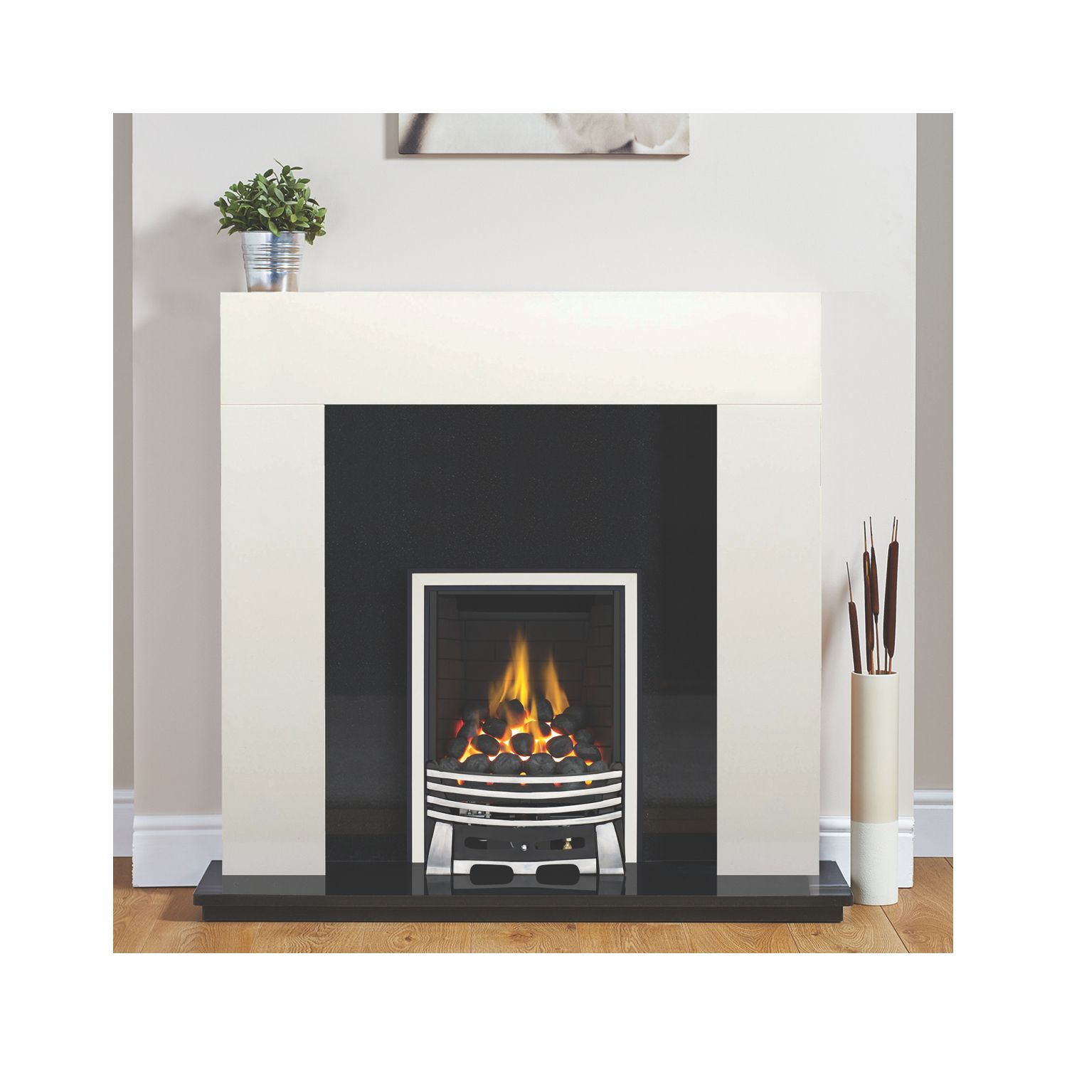 Focal Point Elysee Chrome Rotary Control Inset Gas Full Depth Fire 480mm x 180mm x 585mm (9030G)