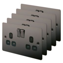 LAP  13A 2-Gang DP Switched Plug Sockets Black Nickel  with Black Inserts 5 Pack