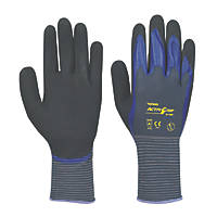 Towa ActivGrip CJ-568 Nitrile Foam Finger Dipped Gloves Purple Large