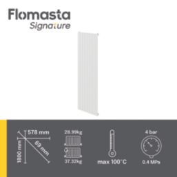 Flomasta  1800mm x 578mm 4019BTU White Vertical Designer Radiator