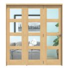 Green & Taylor  3-Door 4-Clear Light Satin Lacquered Oak Wooden Shaker Internal Bi-Fold Fully Finished Door 2060mm x 1905mm