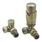 Reina Modal TRV 15mm x 15mm Bronze Corner & L/S Designer Thermostatic Radiator Valve & Lockshield