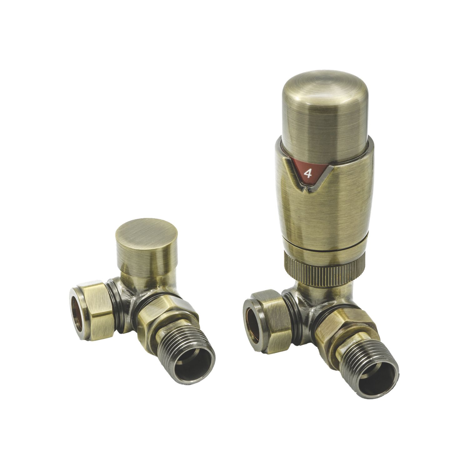 Reina Modal TRV 15mm x 15mm Bronze Corner & L/S Designer Thermostatic Radiator Valve & Lockshield (903EE)
