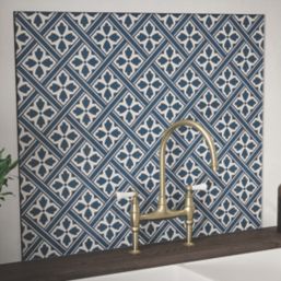 Laura Ashley Mr Jones Midnight Seaspray Kitchen Splashback 900mm x 750mm x 6mm