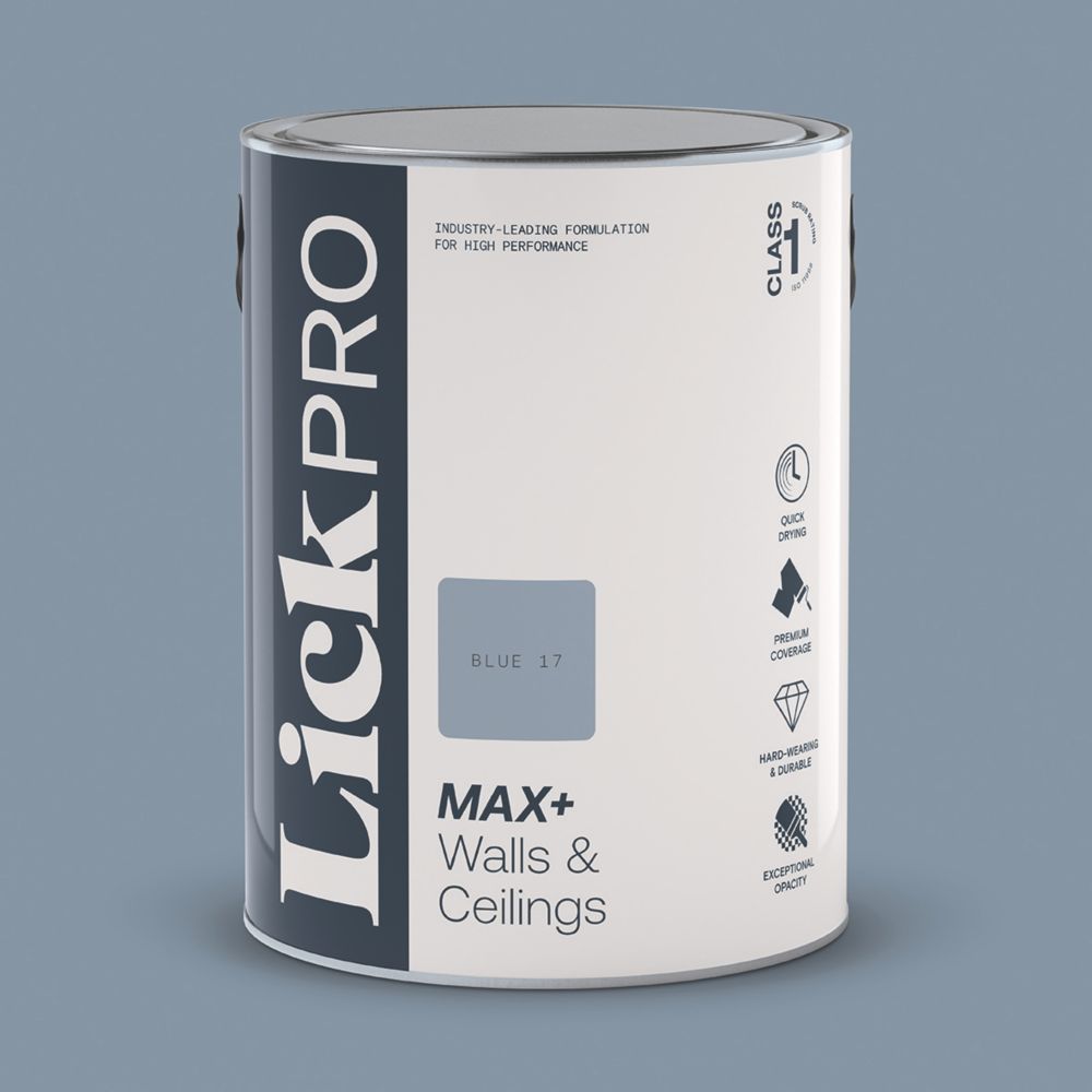 LickPro Max+ 5Ltr Blue 17 Matt Emulsion Paint Screwfix