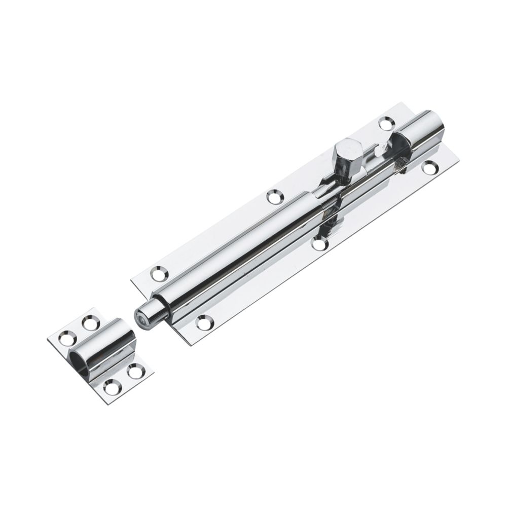 Straight Barrel Door Bolt Polished Chrome 152mm Screwfix