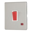 Contactum Lyric 32A 1-Gang DP Control Switch Brushed Steel with Neon with White Inserts