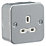 Knightsbridge  13A 1-Gang Unswitched Metal Clad Socket Grey with White Inserts